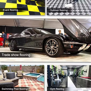 Piso de lavado de autos fácil de instalar, cubiertas de baldosas de piso de PP entrelazadas para garaje, baldosas de plástico para garaje para tienda de detalles de automóviles - Product Image 6