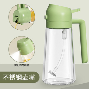 Dual Purpose Oil Bottle Glass Spray Bottle Leak Proof Kitchen Condiment Container With Plastic Lid Press To Spray Oil - Product Image 2