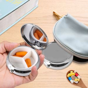 กล่องเก็บยาเม็ดโลหะทรงกลม กล่องยาพกพา 3 ช่องสำหรับจัดระเบียบยา - Product Image 4