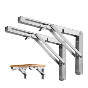 Standard Stainless Steel 201 3mm Thick Polished <b>Folding</b> Triangle Shelf Bracket Furniture Hardware - Product Image 1