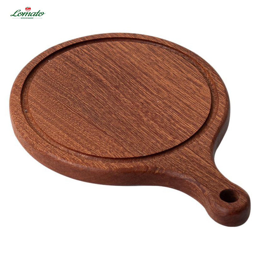 Wholesale Custom Eco-friendly Ebony Pizza Tray Tableware Breakfast Service Round Pizza Tray Peel Baking Pizza Tools with Handle