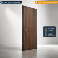 Porte en nid d'abeille en aluminium pour hôtel et appartement, porte intérieure légère, ignifuge et durable avec finition imitation bois