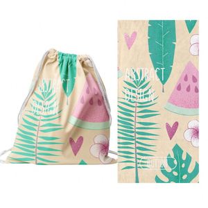 Toalla de baño de plantas de secado rápido absorbente 2 en 1 de alta calidad, toallas de playa de natación con impresión personalizada con bolsa - Product Image 3