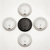 Idecorgift Htf-PL-001 Couvercle jetable rond classique blanc en plastique de 80 mm pour gobelets à emporter