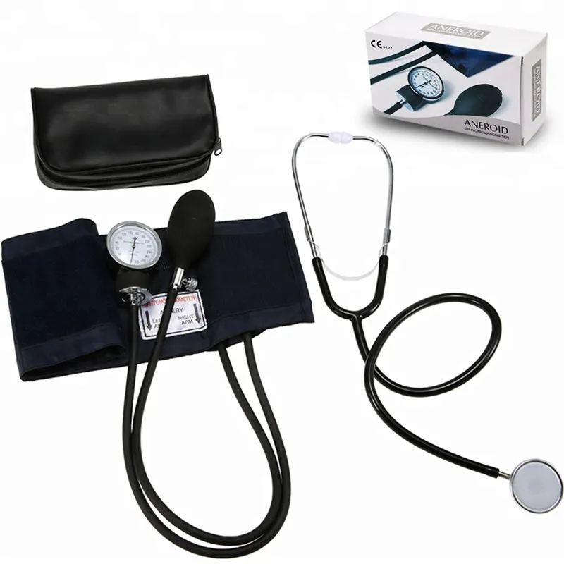 Handheld padrão braço medidor de pressão arterial monitor manual esfigmomanômetro digital com estetoscópio
