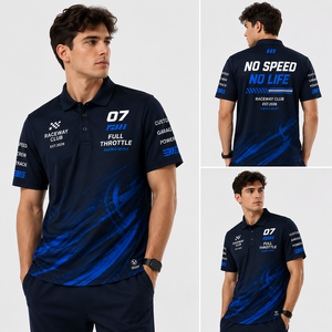 Polo de Carreras de Poliéster de Secado Rápido para Hombre, Estampado Full Throttle, para Fanáticos de los Deportes de Motor, Manga Corta, Personalizado para Equipos, Venta al Por Mayor - Product Image 2