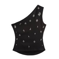 Meilleure Vente : Robe Plissée Sans Manches pour Femme, Coupe Ajustée, Sexy, Épaule Unique, Dos Nu, Ornée de Perles, Design Plissé Irrégulier, Fermeture Éclair Latérale