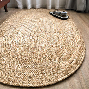 XinLan, venta al por mayor, alfombra redonda, alfombra trenzada de arpillera de yute Natural rústica, alfombra Reversible tejida hecha a mano de granja - Product Image 1