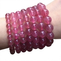 Bracelet en quartz rose naturel poli de Guangzhou, pierre rose pêche de mine ancienne, bijoux pour femme, attire l'amour, améliore l'attraction