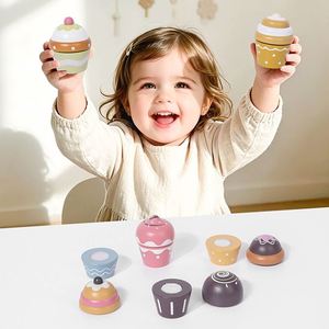 Juguetes de Madera Coloridos de Cupcakes y Helados, Comida de Juguete, Postres, Set de Repostería para Niñas, Juego de Fiesta del Té para Niñas Pequeñas - Product Image 6