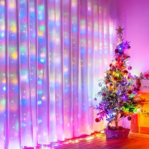 USB-betriebene 8 Modi märchenhaft funkelnder String-Lichter 300 LED-Fenstervorhang-Lichter für Hochzeit Party Zuhause Schlafzimmer Wanddekoration