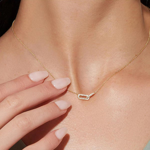 Collier pendentif <span class=keywords><strong>cœur</strong></span> superposé en argent sterling S925 avec double zircon ovale, bijoux tendance pour femmes, SPJ - Product Image 4