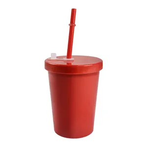 Gobelet à café froid au lait Boba eau bulle thé boisson en plastique 12oz tasse tasse avec couvercle et paille