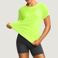 Atasan Yoga Wanita Ringan, Bernapas, Bolak-Balik, Tanpa Jahitan, Custom, Regular Fit, untuk Pilates, Lari, Fitness, Elastis, Cepat Kering