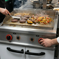 Barbecue gaz grande capacité Ruitai avec armoire inférieure - plaque de cuisson plate double zone en acier inoxydable, équipement de cuisine