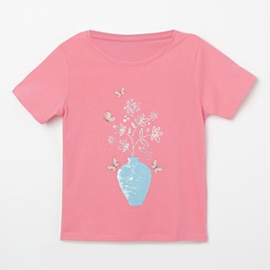 Camisetas cómodas de manga larga para niños y niñas, camisetas de algodón de color rosa con cuello redondo, trajes de marca, etiqueta, de China - Product Image 1