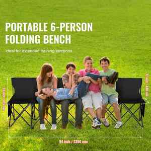 Portable Metal <b>Folding</b> 6 <b>Seats</b> Foldable Sideline Outdoor Camping Team Sport <b>Bench</b> Chair Backrest Carry Bag School Use - Product Image 4