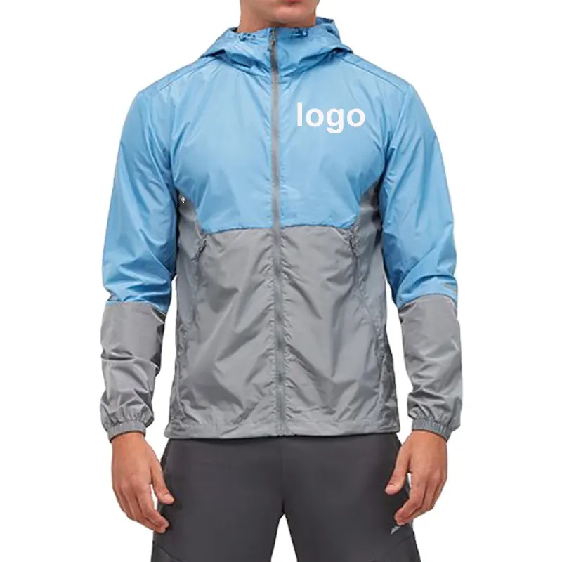 Giacca a vento impermeabile leggera da esterno con Logo personalizzato con giacca in poliestere da uomo con cerniera