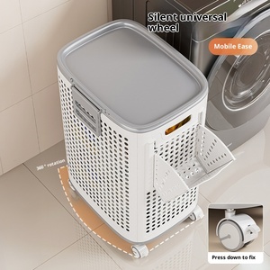 Grote Capaciteit Hoge Kleurwaarde Huishoudelijke Wasmand Wielen Vuile Kleding Opbergdoos Voor Badkamer Gepartitioneerde Opslag - Product Image 4