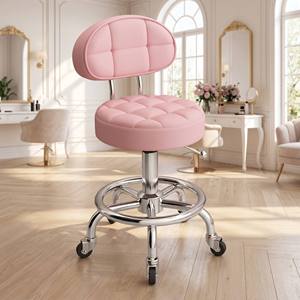 Silla de Esteticista Resistente con Reposapiés, Tapizada en Cuero PU Negro, Giratoria Hidráulica, para Tatuajes, Maquillaje, Clínica Dental, Spa, Laboratorio - Product Image 5