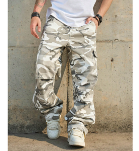 Men's <strong>Camouflage</strong> Work <strong>Pants</strong> - Light Grey <strong>Camouflage</strong> Print, Loose Wide Leg Version, Combining Leisure and Street Fashion Trends - Product Image 1
