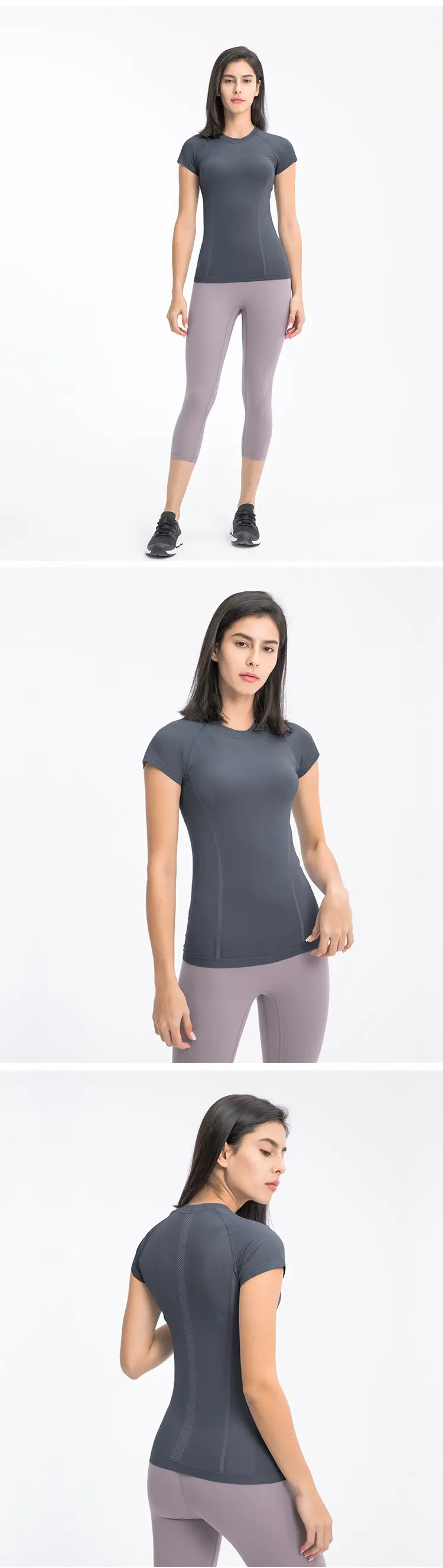 Lululemon Supplier Quick Dry Exercise And Fitness Short Sleeve Femme Top Women Yoga Wear Blouse Casual Plain T-Shirt