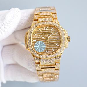 Top-quality luxurious full-diamond shining gold mechanical <b>watch</b> - elegant, business-appropriate, and fashionable wristwatch - Product Image 1