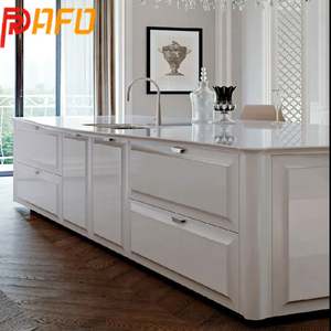 Comptoir en quartz personnalisé, meubles de cuisine complets avec îlot, style moderne, blanc brillant, armoire de cuisine automatique - Product Image 2