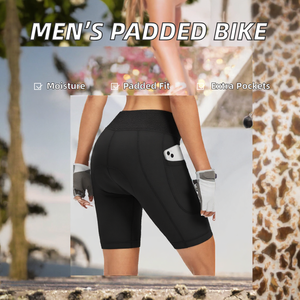 Shorts de cyclisme rembourrés pour hommes adultes, avec coussinet en silicone, anti-humidité, ajustés, en Spandex/Nylon, avec poches latérales - Product Image 2