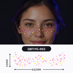 <span class=keywords><strong>Tatouage</strong></span> facial néon trois couleurs Magenta Jaune Bleu Étoile 12 motifs 162x55mm - Product Image 5