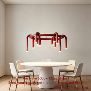 <span class=keywords><strong>Lampadario</strong></span> a sospensione moderno minimalista a U <span class=keywords><strong>rosso</strong></span>, creativo in ferro battuto per soggiorno, sala da pranzo, camera da letto e sala modello - Product Image 2