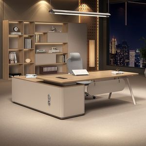 Conjunto de Escritorio y Silla Ejecutiva Moderna Minimalista, Muebles de Oficina Individuales, Escritorio Gerencial Resistente a las Manchas, Uso Comercial - Product Image 2