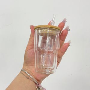 Vasos de vidrio miniatura de 3 oz para sublimación, preperforados, de doble pared, tipo shot, con tapas y pajitas - Product Image 3