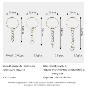 PD488-492 Promotional DIY Keychain Parts 25mm <strong>Ring</strong> With <strong>Link</strong> Chain Metal Keychain - Product Image 2