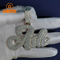 Nouveau style pendentif personnalisé en moissanite baguette VVS, en argent sterling 925, pour homme, style hip-hop, avec breloque lettre logo, bijoux pour rappeurs