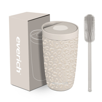 Everich ODM 350ml Gobelet à café 304SS Support de tasse sous vide isolé à double paroi personnalisé avec couvercle rabattable mousseur à lait et brosse