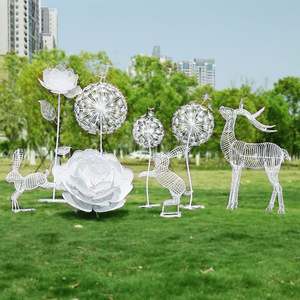 Sculpture d'animaux et <span class=keywords><strong>de</strong></span> plantes en <span class=keywords><strong>fil</strong></span> <span class=keywords><strong>de</strong></span> fer tressé, légère, durable, creuse, pour l'aménagement <span class=keywords><strong>de</strong></span> jardins et <span class=keywords><strong>de</strong></span> zones commerciales - Product Image 1