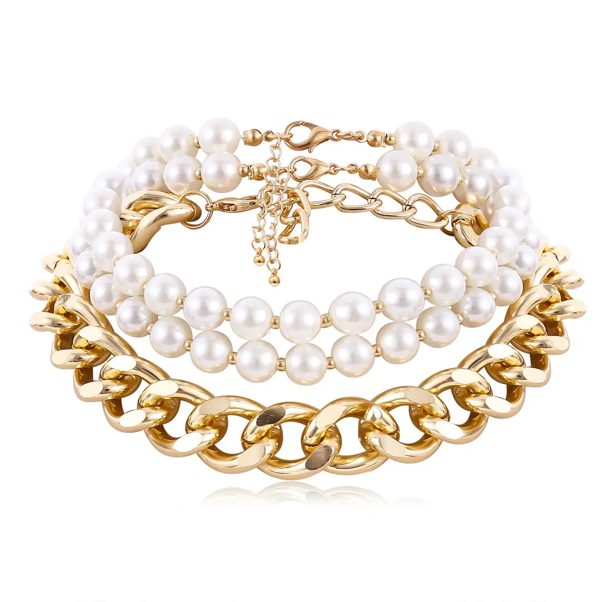 Collier multi-rangs avec pendentif en forme de perles pour hommes et femmes, bijou ras du cou, Steampunk, Hip-Hop, chaîne épaisse en métal,