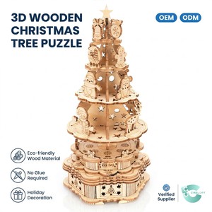 Caja de Música de Madera 3D con Forma de Árbol de Navidad, Rompecabezas Armonioso de Tamaño Personalizado para Regalo de Fiesta Navideña - Product Image 1