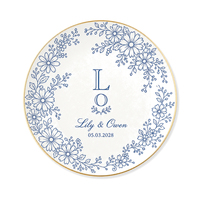Plateau à bagues personnalisé avec impression UV, motif monogramme de mariage, finition brillante, motif artistique, pour cadeau de mariage