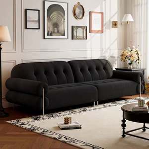 Sofá Estilo Francés Color Crema, Modelo Dark Sugar Cloud, para Espacios Pequeños, Estilo Lujoso, Sofá de Tela con Patas Altas - Product Image 4