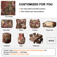 Tapis et Nappe Élégants ROYA en Tissu Jacquard Tissé à Motifs Floraux Bohèmes Rouges, Réutilisables, Écologiques et Résistants à la Chaleur – Vente en Gros