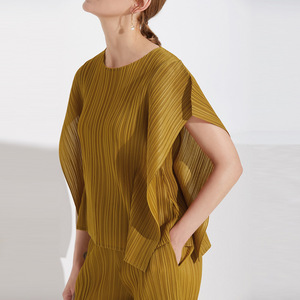 European and American Style Fashion Women's Simple Commuter <strong>Top</strong> Solid Round Neck <strong>Butterfly</strong> <strong>Sleeve</strong> Women's Dress - Product Image 4