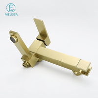 Ensemble de douchette pour bidet de toilette Melissa Modern Hotel en laiton brossé doré, avec robinet de douche chaud/froid, robinet de baignoire, robinet d'eau