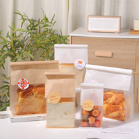 Sacs en papier brun pour pain en plastique, sachet debout avec fenêtre transparente, fermeture éclair supérieure, jetable, PET/CPP pour le pain grillé, les collations, les desserts, l'affichage