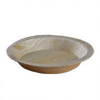 Assiette de service en feuille de palmier Areca de 15 cm, jetable, écologique, biodégradable, gravée, qualité supérieure, durable, utilisable au micro-ondes