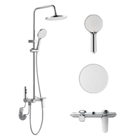Ensemble de robinetterie de douche à effet pluie 3359 avec commande à bouton 4 fonctions et douchette à main, choix d'usine, pour salle de bain contemporaine