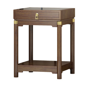 <b>Glass</b> Top <b>Side</b> <b>Table</b> With Storage Shelf For Nightstand Bedroom Living Room Corner Use - Product Image 5
