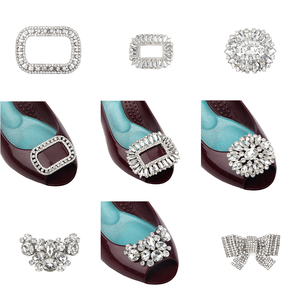 Tacones Altos de Novia y <span class=keywords><strong>Zapatos</strong></span> de Fiesta, Clips Decorativos <span class=keywords><strong>para</strong></span> <span class=keywords><strong>Zapatos</strong></span> con Cristales Metálicos Cuadrados, Accesorios de Lujo con Adornos de Joyería - Product Image 6