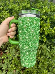 Gobelets en perles colorées personnalisées en acier inoxydable de 40oz Tasses de voyage en perles bling Cadeaux pour elle Premium pour tasses - Product Image 4